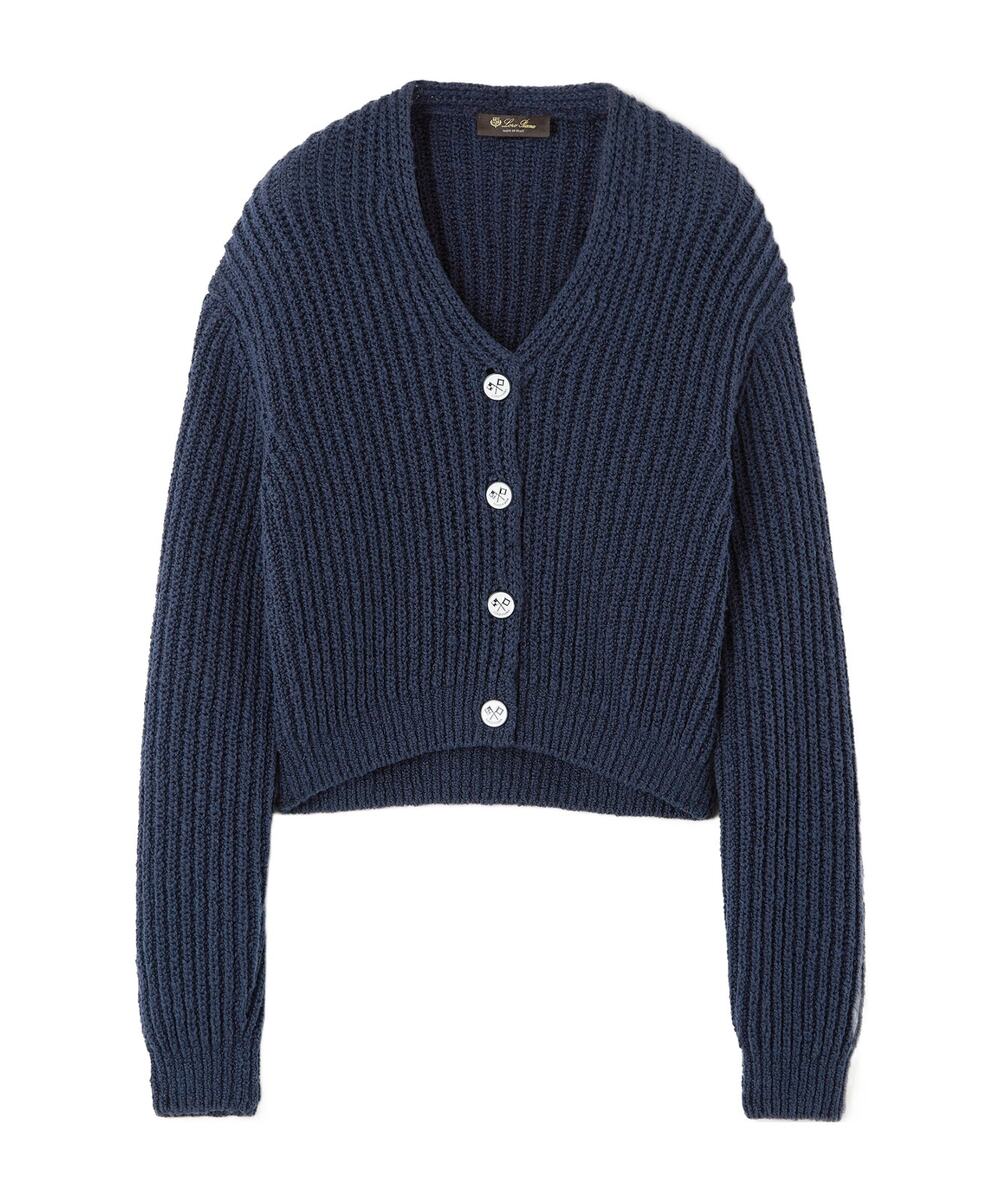Loro Piana Isola Bella Cardigan IT 40 Navy Cotton Knit